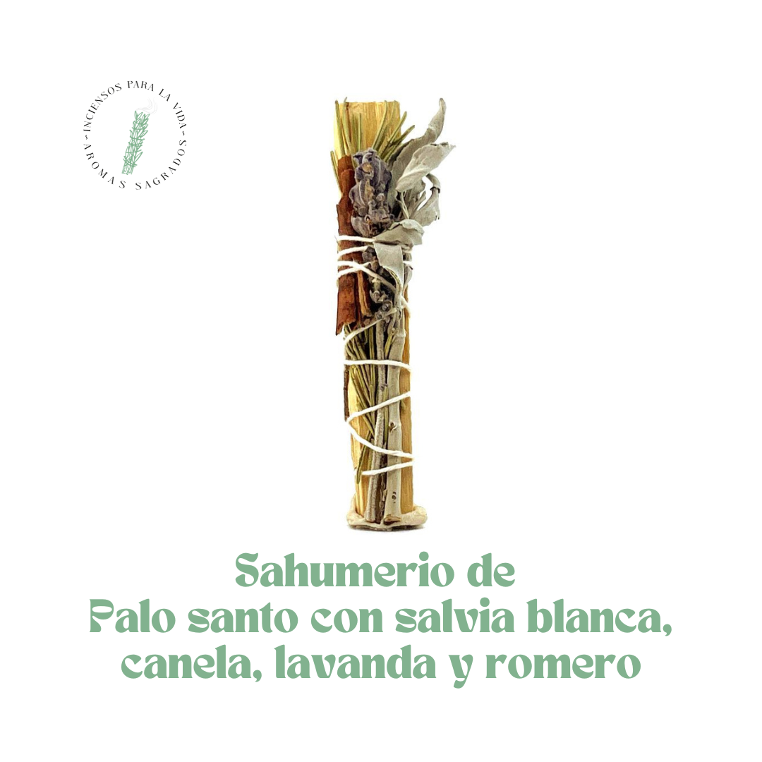 Palo santo con salvia blanca, canela, lavanda y romero