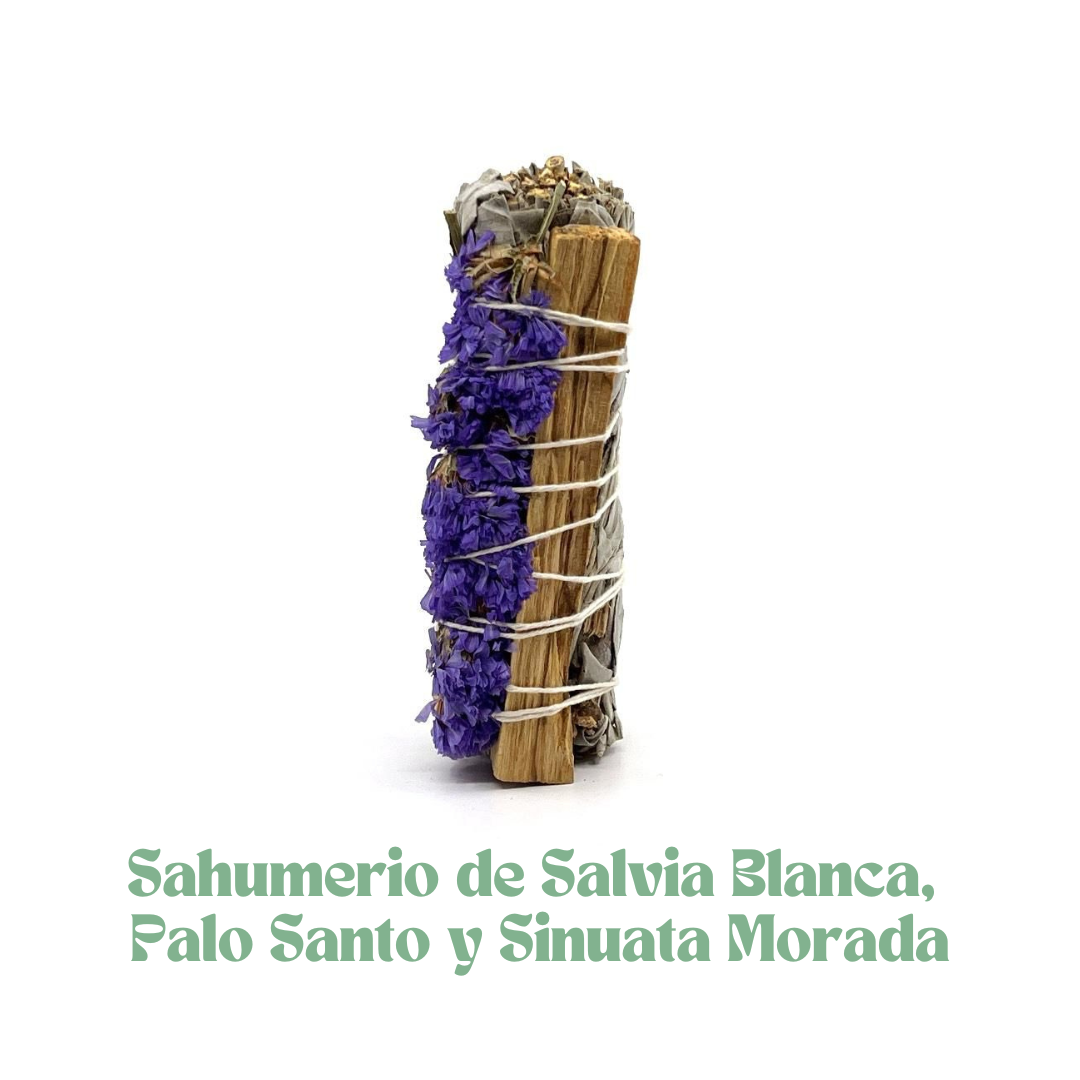 Sahumerio de Salvia blanca con Palo Santo y Sinuata Morada (Lavanda del Mar)